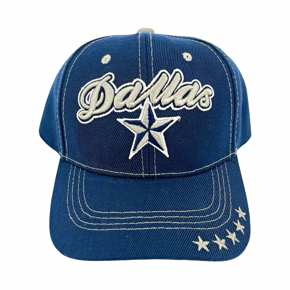 Dallas Cowboys Style Hat Navy Blue Silver Star Embroidered Adjustable Y2K Cap